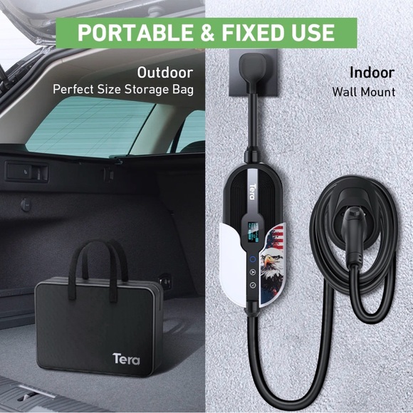Tera EV Charger Lvl 2 J1772: 32A 240V ETL Certified Dual Use Portable & Wall - Picture 3 of 15